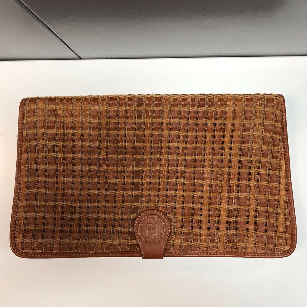 AUTHENTIC Fendi straw vintage clutch